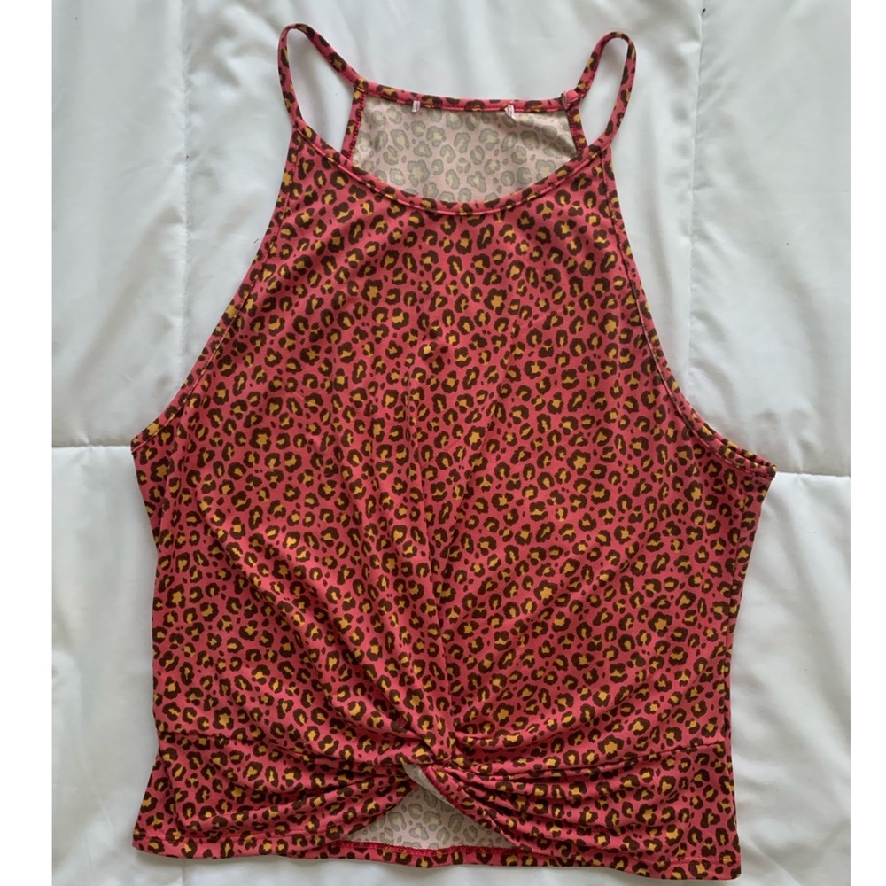 Pink and brown leopard print tank